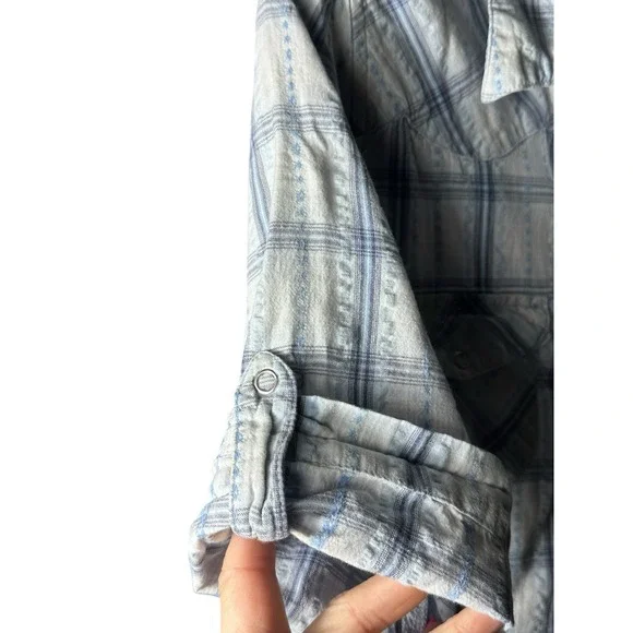 Horny‎ Toad 100% Cotton Snap Cuffed 3/4 Sleeves Medium Plaid Dress #EF3-4 - Picture 5 of 12